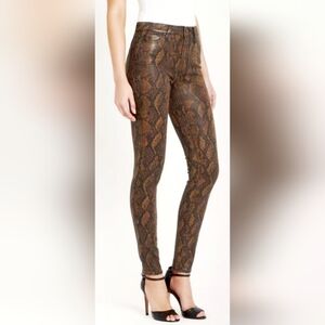 PAIGE Hoxton Ultra Skinny Transcend Coated Denim Snake Print High Waist 25 New